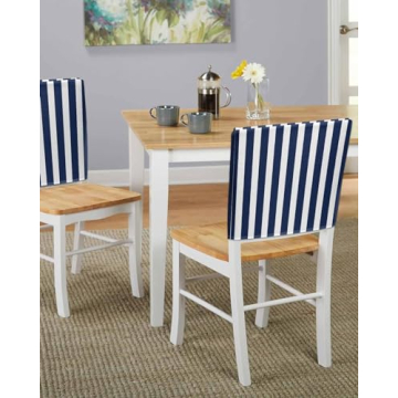 Navy Blue Striped Chair Covers for Dining Room - Set of 4