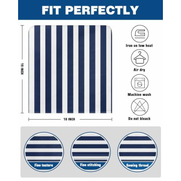 Navy Blue Striped Chair Covers for Dining Room - Set of 4