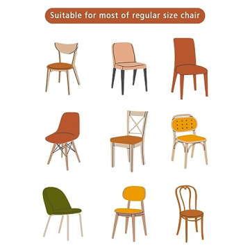 Navy Blue Striped Chair Covers for Dining Room - Set of 4