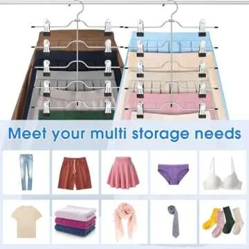Besslly Pants Skirt Hangers with Clips, 2 Pack Pant Hangers Skirt Hangers Space Saving Closet Hanger Organizer Closet Organizers and Storage