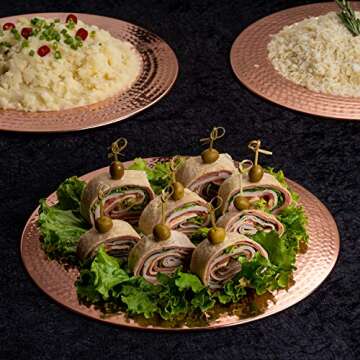 Colleta Home Copper Charger Plates - Elegant Rose Gold Set