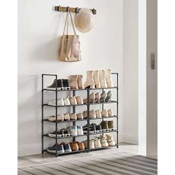 SONGMICS Shoe Rack, 10 Tier Shoe Shelf, Shoe Storage Organizer, Space-Saving, 11 x 17.7 x 68.1 Inche...