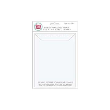 Avery Elle SS-5001 Stamp & Die Storage Pockets 50/Pkg Large 5 ½” x 7 3/8" , white/clear , Single Pack
