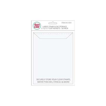 Avery Elle SS-5001 Stamp & Die Storage Pockets 50/Pkg Large 5 ½” x 7 3/8" , white/clear , Single Pack