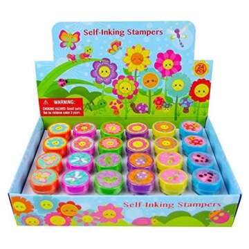 Tiny Mills 24 Pcs Spring Flowers Butterfly Stampers for Kids Garden Birthday Party Tea Party Favors ...