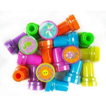 Tiny Mills 24 Pcs Spring Flowers Butterfly Stampers for Kids Garden Birthday Party Tea Party Favors Fairies Party Favors Pinata Fillers Goody Bag Stuffers Classroom Rewards Carnival Prizes