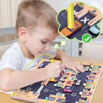 Scuwtocn Wooden Magnetic Alphabet Maze Letter Puzzle, Montessori Fine Motor Skills Toys for Boys Girls 3 4 5 Years Old, ABC Learning Toys for Kids Age 3+, Christmas, Birthday Present