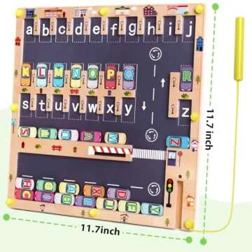 Scuwtocn Wooden Magnetic Alphabet Maze Letter Puzzle, Montessori Fine Motor Skills Toys for Boys Girls 3 4 5 Years Old, ABC Learning Toys for Kids Age 3+, Christmas, Birthday Present