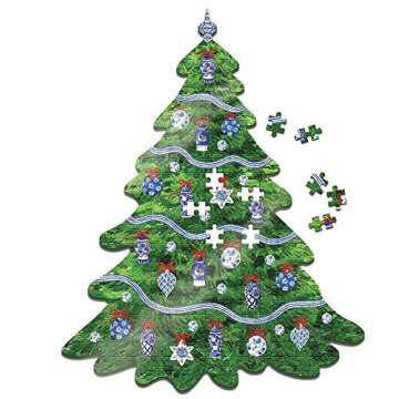 Blue and White Christmas Tree Jigsaw Puzzle Gift