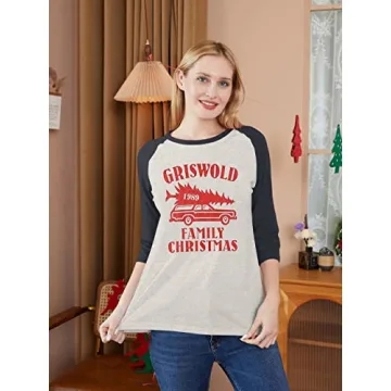 Anbech Women Griswold Family Christmas Shirt - Stylish Holiday Tee