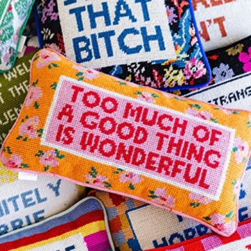 FURBISH Handmade Needlepoint Throw Pillow - Chic Accent Decor