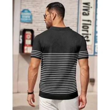 Stylish COOFANDY Men's Striped Polo Shirt for Any Occasion