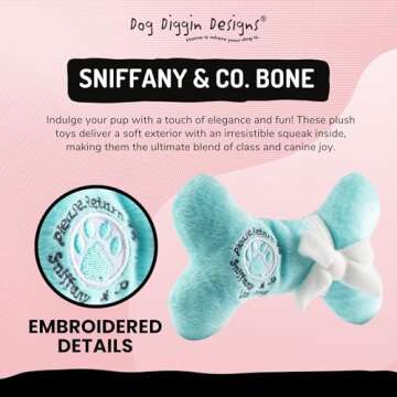 Dog Diggin Designs Squeaky Plush Dog Toys for Stylish Pups