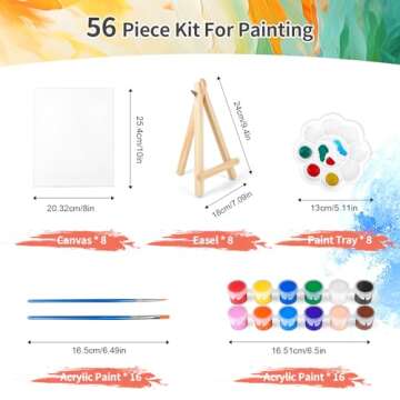 Creative Essentials: 56-Piece Pomaylor Painting Canvas Set for All Ages