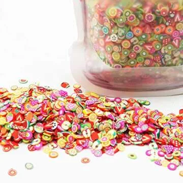 3D Fruit Nail Art Slices 15000 PCS, YOUYOUTE Fruit Slime Supplies/Charms Slime Acessories/Slime Add ins/Polymer Clay/DIY Nail Art marking kit Cute Designs decoration Arts Crafts Bulk Homemade Variety