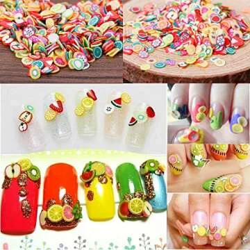 3D Fruit Nail Art Slices 15000 PCS, YOUYOUTE Fruit Slime Supplies/Charms Slime Acessories/Slime Add ins/Polymer Clay/DIY Nail Art marking kit Cute Designs decoration Arts Crafts Bulk Homemade Variety