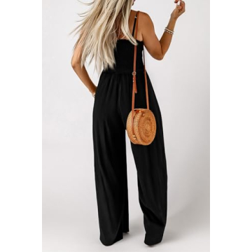 PRETTYGARDEN Summer Jumpsuit for Women with Smocked Details and Pockets