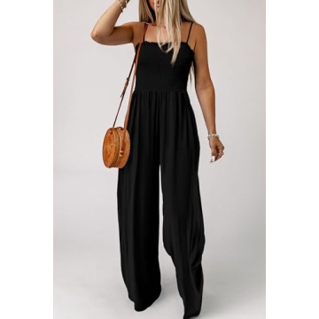 PRETTYGARDEN Summer Jumpsuit for Women with Smocked Details and Pockets