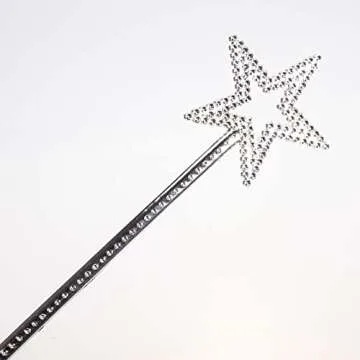 Qeuly 13 Inch Silver Fairy Princess Magic Wand