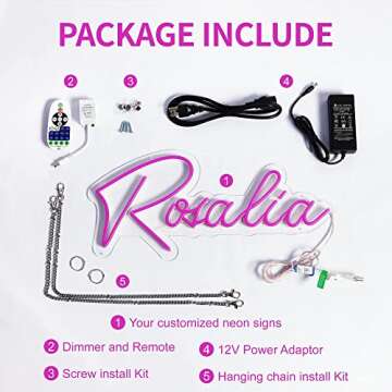 FIREOCITY Custom Neon Signs, Personalized Neon Signs for Party/Wedding/Birthday/Hashtag/Home/Bedroom/Bar/Indoor Use Custom Sizes Text Color 12V(1Rows Text 36inch length)