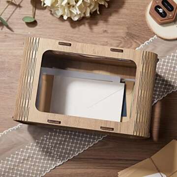 AW BRIDAL Acrylic Wedding Card Box for Reception, Wedding Money Box Holder Bridal Shower Engagement Gifts for Couples Wedding Decorations, Light Wood