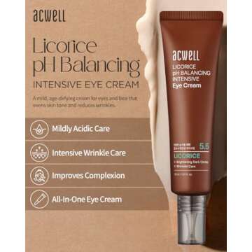 ACWELL Licorice pH Balancing Intensive Anti-Wrinkle Eye Cream 1.01 fl.oz. -For Dark Circles and Puffiness with Peptides and Licorice Water, Anti-aging Face Cream for Men and Women