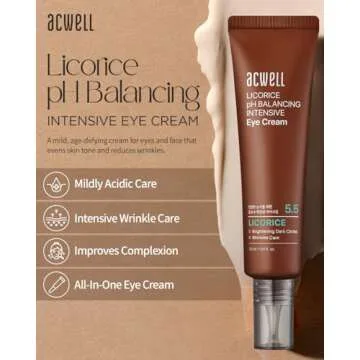 ACWELL Licorice pH Balancing Intensive Anti-Wrinkle Eye Cream 1.01 fl.oz. -For Dark Circles and Puffiness with Peptides and Licorice Water, Anti-aging Face Cream for Men and Women