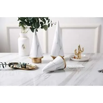 Elegant Ceramic White Gold Christmas Tree Tabletop Decor