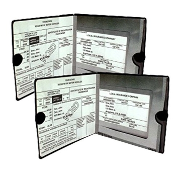 2 Pack BLACK Car Auto Insurance Document Wallet Holders - Durable Vinyl ID & Visor Storage