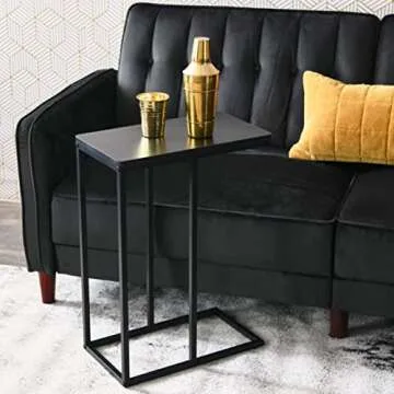 Household Essentials Industrial Narrow End Table with Metal Frame