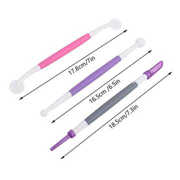TOPINCN 3pcs / set Fondant Cake Decorating Tools, Icing Modelling Tool Fondant and Gum Paste Starter...