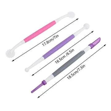 TOPINCN 3pcs / set Fondant Cake Decorating Tools, Icing Modelling Tool Fondant and Gum Paste Starter...