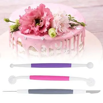 TOPINCN 3pcs / set Fondant Cake Decorating Tools, Icing Modelling Tool Fondant and Gum Paste Starter Tools Pastry Baking Bakeware