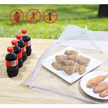Mesh Food Covers for Outdoors 17'' Pop-Up Food Cover Tents Umbrella Reusable Protector Collapsible Screens Canopies for Plates Parties Picnics Bugs, 5 Pack