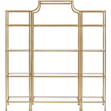 Crosley Aimee Gold Glass Bookshelf Set for Elegant Homes