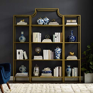 Crosley Aimee Gold Glass Bookshelf Set for Elegant Homes