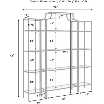 Crosley Aimee Gold Glass Bookshelf Set for Elegant Homes
