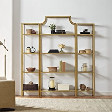 Crosley Aimee Gold Glass Bookshelf Set for Elegant Homes