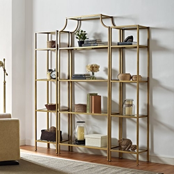 Crosley Aimee Gold Glass Bookshelf Set for Elegant Homes