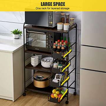 IKAYAA Kitchen Cart: Vintage Utility Shelf for Kitchen Storage