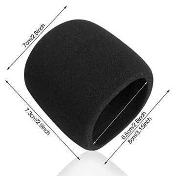 Phinus Microphone Cover for Blue Yeti, 2 Pack Large Foam Cover Mic Windscreen, Handheld Foam Windscreen for MXL, Audio,Perfect Pop Filter for Recording, Black