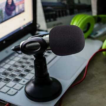 Phinus Microphone Cover for Blue Yeti, 2 Pack Large Foam Cover Mic Windscreen, Handheld Foam Windscreen for MXL, Audio,Perfect Pop Filter for Recording, Black