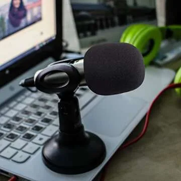 Phinus Microphone Cover for Blue Yeti, 2 Pack Large Foam Cover Mic Windscreen, Handheld Foam Windscreen for MXL, Audio,Perfect Pop Filter for Recording, Black