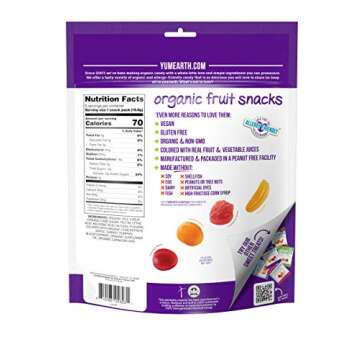 YumEarth Organic Fruit Snacks, 5- 0.7oz. Fruit Flavored Snack Packs, Allergy Friendly, Gluten Free, ...