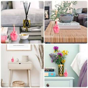 6sisc Middle Finger Scented Candle Hot Pink Danish Pastel Room Aesthetic Decor Pine Fragrance Candles Natural Vegan Soy Wax Hand Gesture Aromatherapy Candle for Home Bedroom Decoration Birthday Gifts