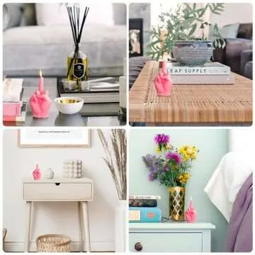 6sisc Middle Finger Scented Candle Hot Pink Danish Pastel Room Aesthetic Decor Pine Fragrance Candles Natural Vegan Soy Wax Hand Gesture Aromatherapy Candle for Home Bedroom Decoration Birthday Gifts