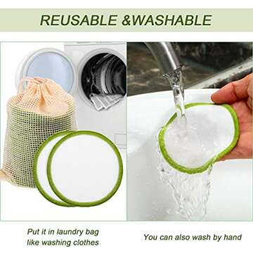 50 Pieces Reusable Makeup Remover Pads Washable Cotton Pads Facial Remover Pads Face Pads for Facial Cleansing with Laundry Bag