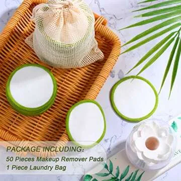 50 Pieces Reusable Makeup Remover Pads Washable Cotton Pads Facial Remover Pads Face Pads for Facial Cleansing with Laundry Bag