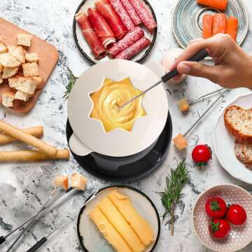 Cast Iron Fondue Set for Cheese and Chocolate Fun
