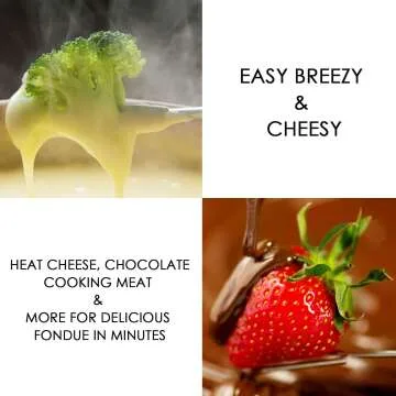 Cast Iron Fondue Set for Cheese and Chocolate Fun